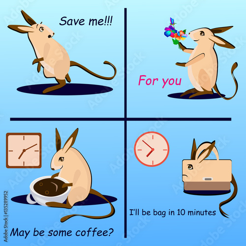 Vector set of hopping mouse in different moods