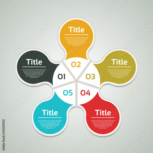 Vector circle infographic. Template for diagram, graph, presentation and chart. Business concept with five options, parts, steps or processes. Abstract background.