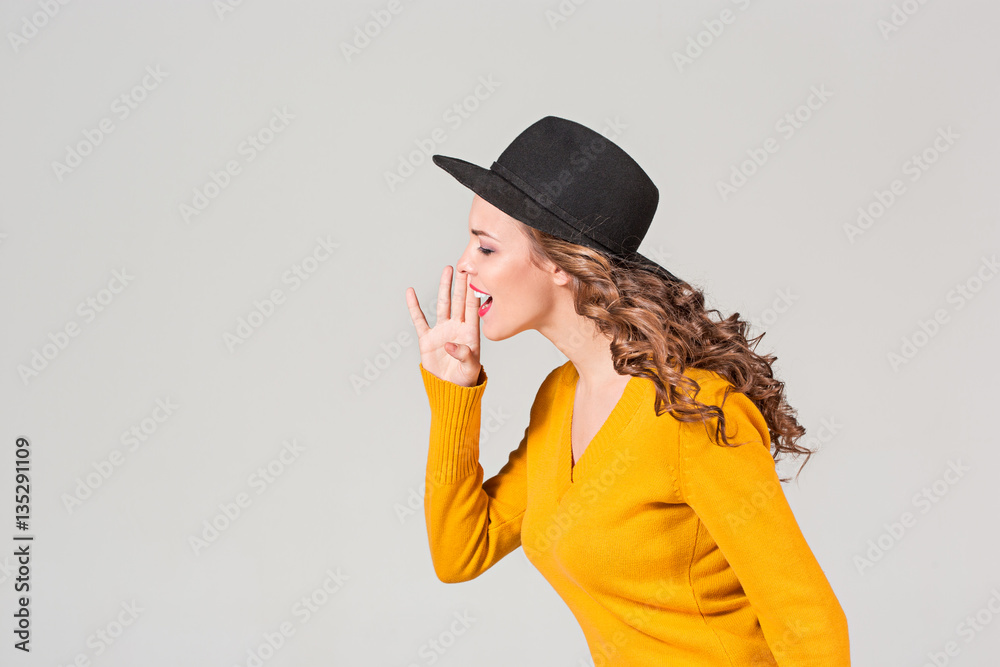 The profile of girl in hat The profile of girl in hat
