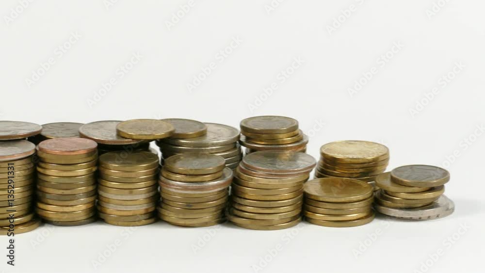 United Arab Emirates flag waving with stack of money coins United Arab Emirates flag waving with stack of money coins