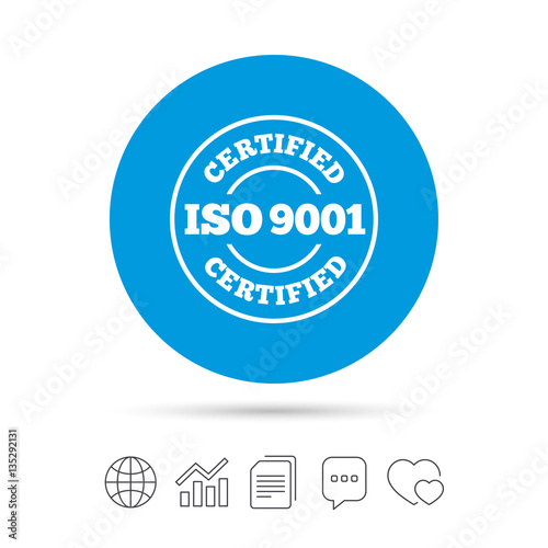 ISO 9001 certified sign. Certification stamp.