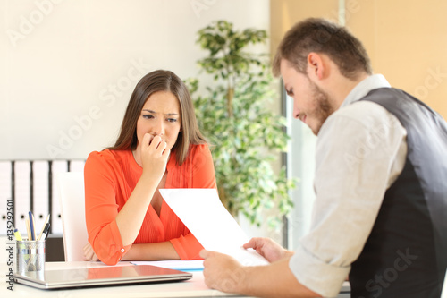 Nervous woman during a job interview