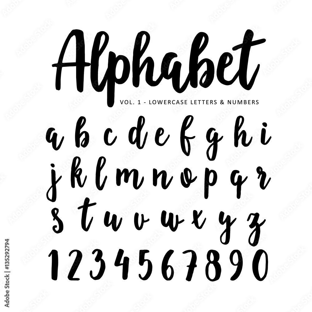 Hand drawn vector alphabet, font. Isolated letters and numbers written with marker or ink, brush script. Hand drawn vector alphabet, font. Isolated letters and numbers written with marker or ink, brush script.