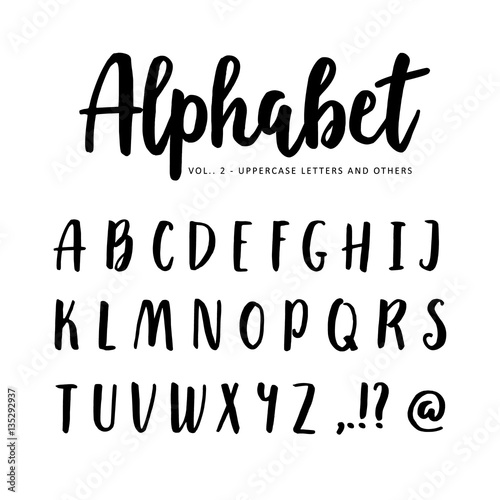 Hand drawn vector alphabet, font. Isolated letters written with marker or ink, brush script.
