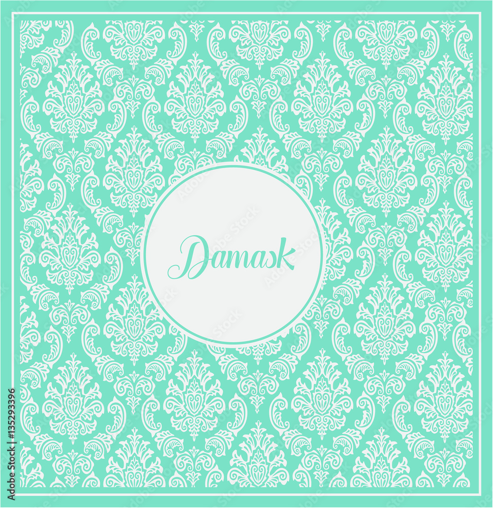 Damask background turquoise with text