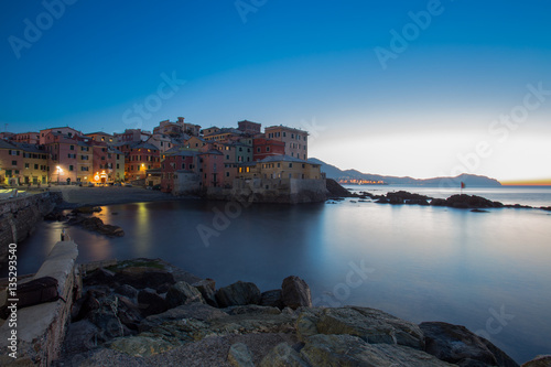 GENOA (GENOVA) ITALY JANUARY 25, 2017 - Genoa Boccadasse at dawn, a fishing village and colorful houses © faber121