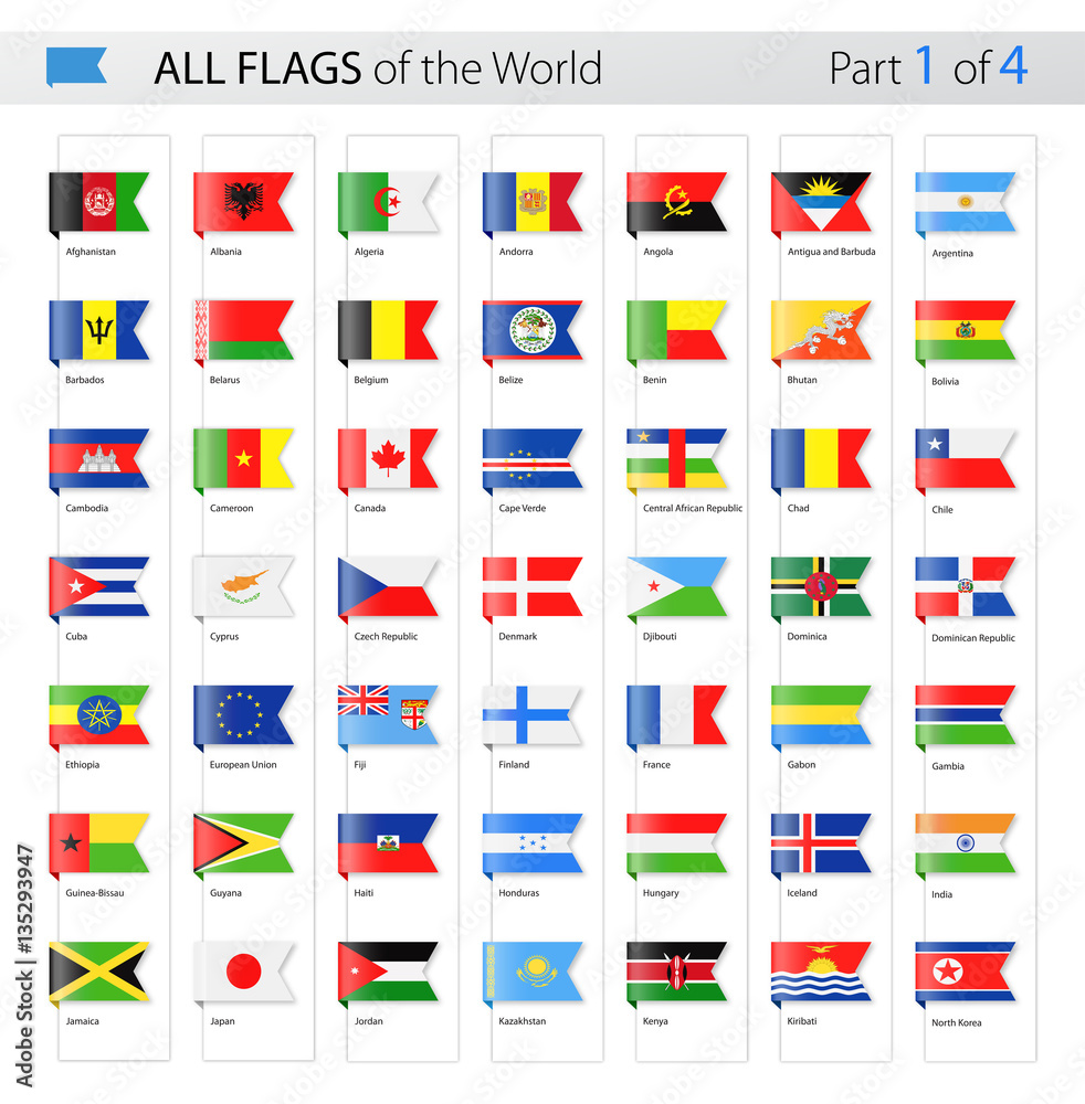 Naklejka premium All World Bookmark Label Vector Flags - Collection