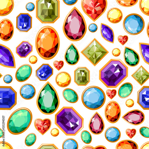 Seamless pattern with jewels. Endless texture for your design.