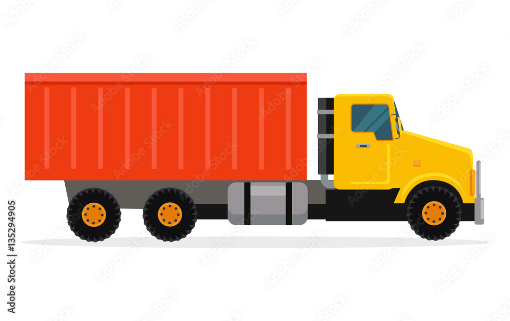 Delivery Tipper Truck Transportation. Vector Cargo