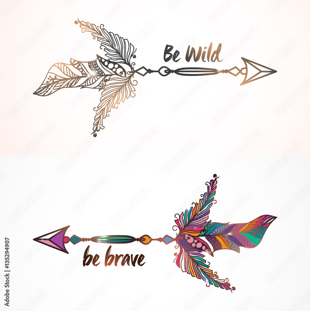 Boho style Arrows with Feathers.