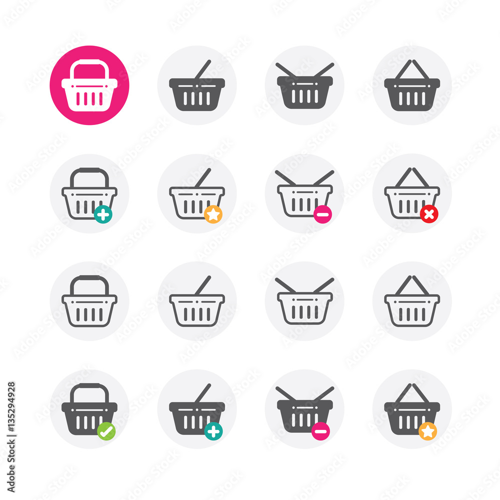 Shopping basket icon set