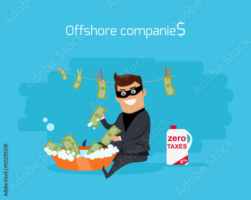 Offshore Companies Concept Flat Design Vector