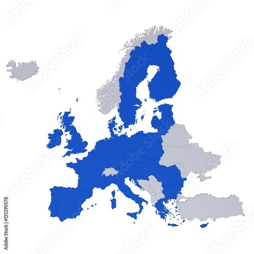EU map political europe 3d