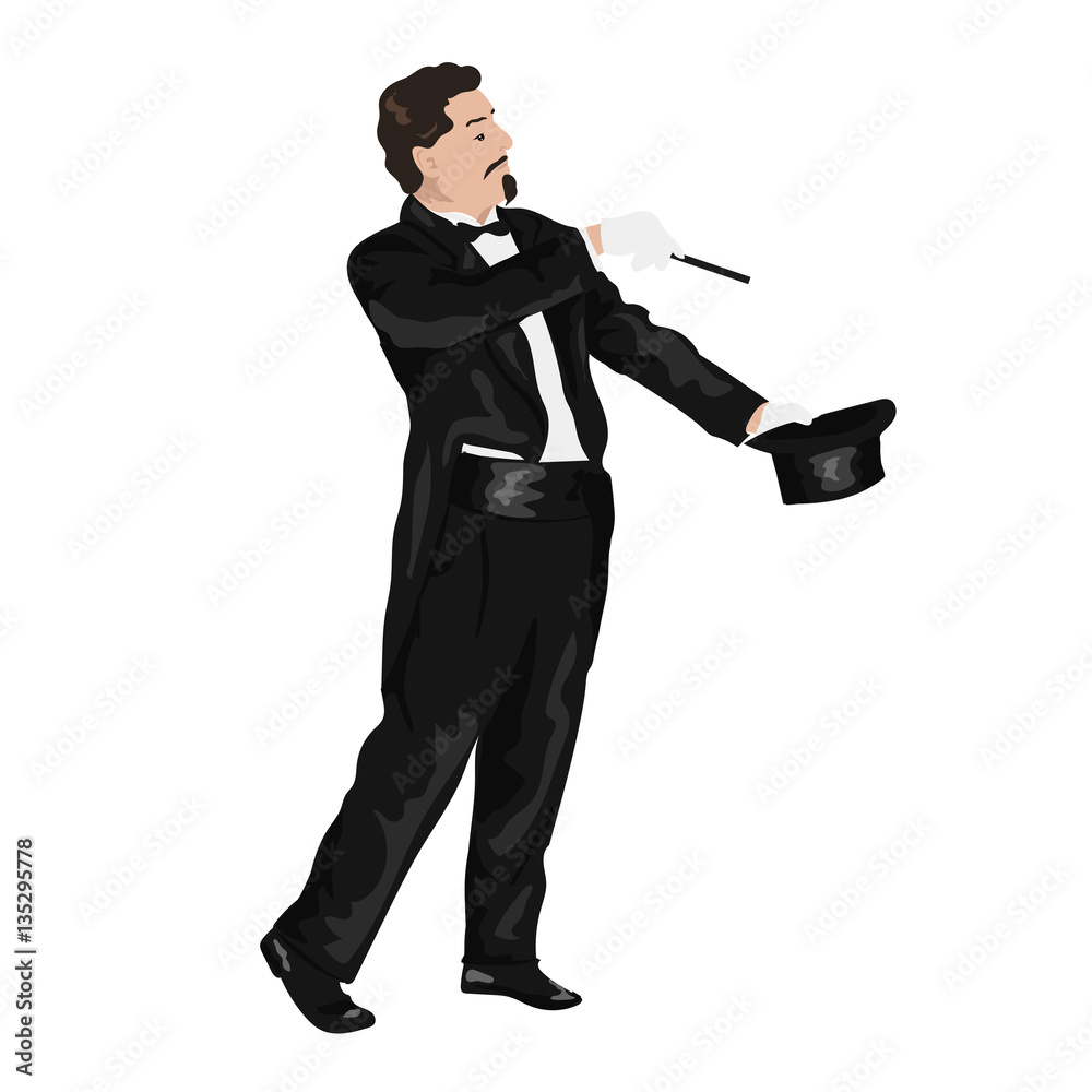 magic master in black cloak with magic stick magic master in black cloak with magic stick