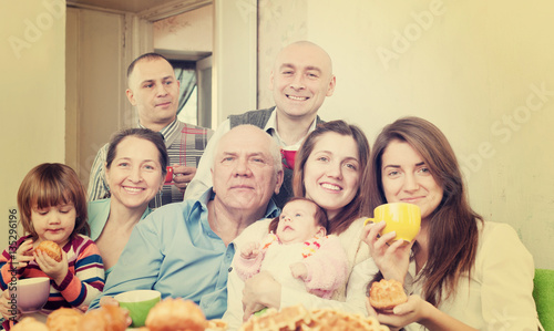 Portrait of happy three generations family