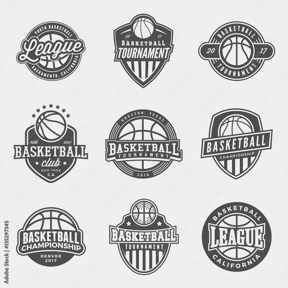 Naklejka premium set of logos for basketball game events