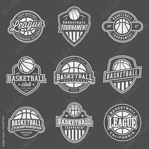 set of logos for basketball game events