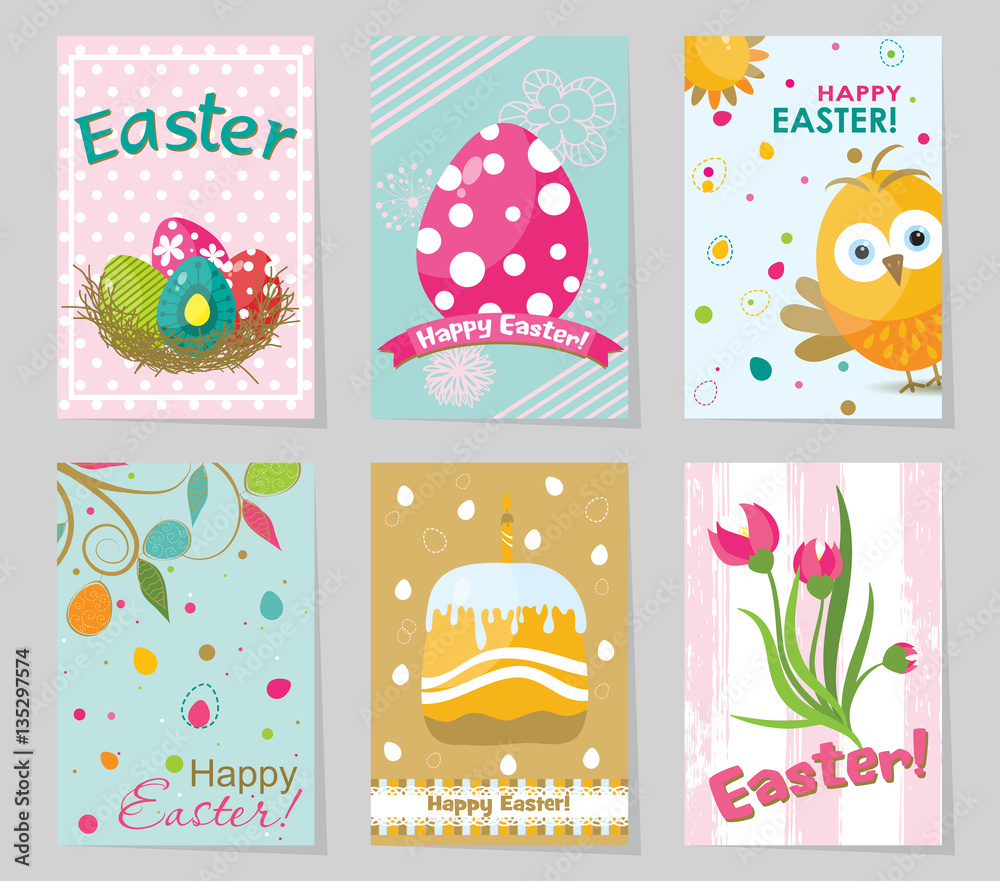 Fototapeta premium Template Easter greeting card, vector illustration