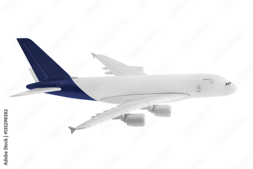 Airplane with blue color, Isolated on white background.