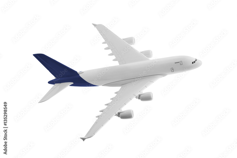 Airplane with blue color, Isolated on white background.