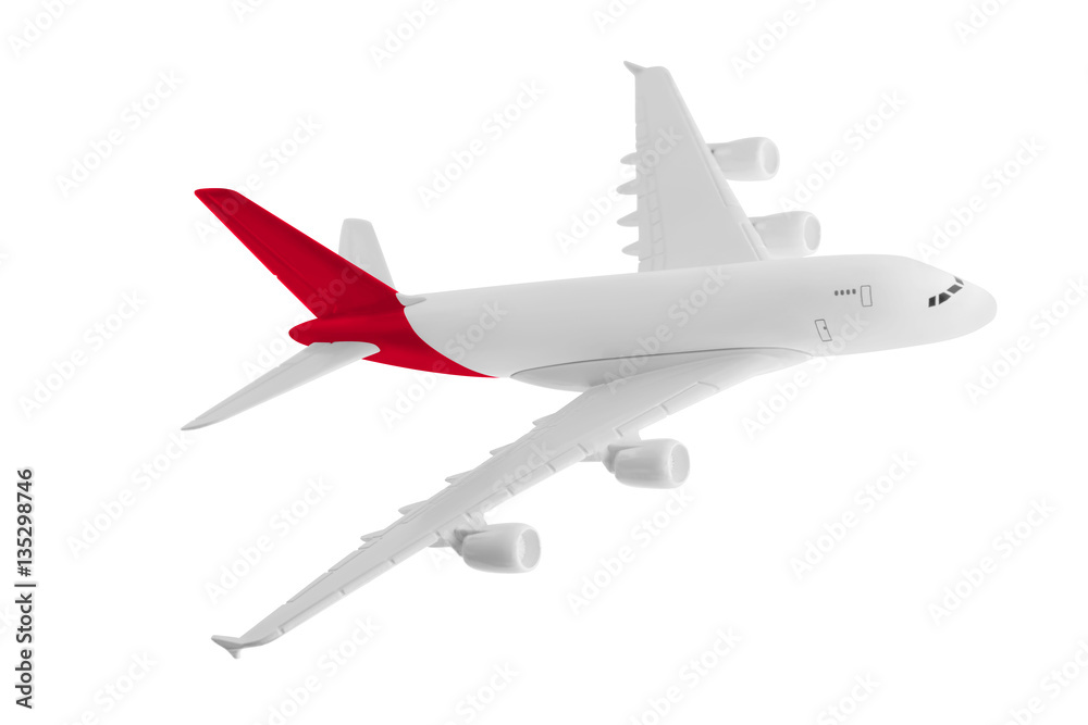 Airplane with red color, Isolated on white background. Airplane with red color, Isolated on white background.