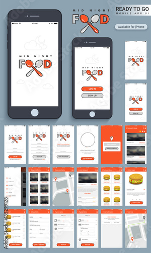 Mid Night Food Mobile Apps User Interface kit.