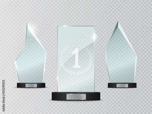 Glass Trophy Award. Vector illustration isolated on transparent background
