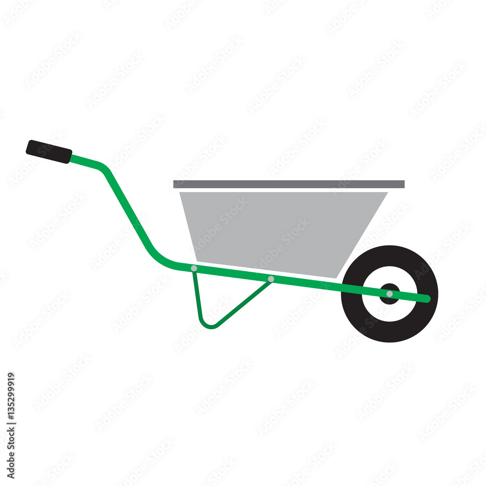 Wheelbarrow icon isolated on white. Flat illustration for web design Wheelbarrow icon isolated on white. Flat illustration for web design