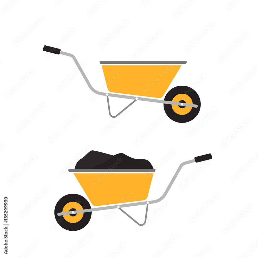Wheelbarrow icon isolated on white. Flat illustration for web design Wheelbarrow icon isolated on white. Flat illustration for web design