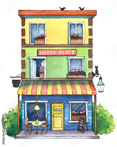 Watercolor Cafe House