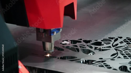 Laser metal sheet machine close up processing