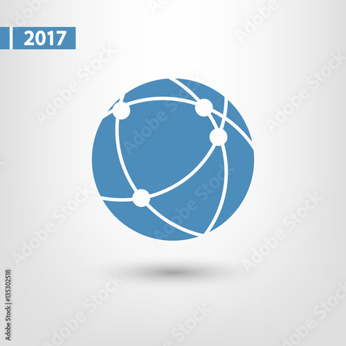Global technology or social network icon, vector illustration. Flat design style 