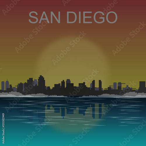 San Diego California skyline city silhouette vector illustration photo