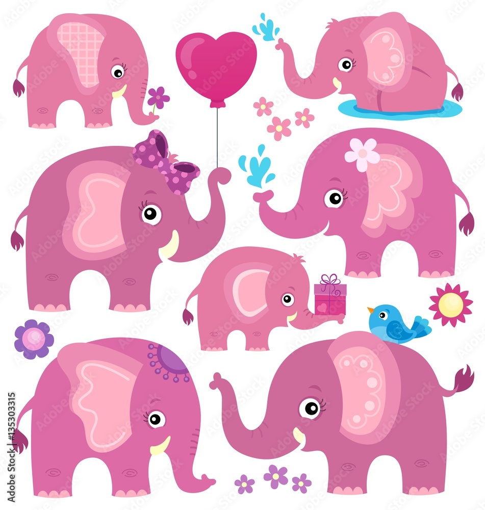 Stylized elephants theme set 3