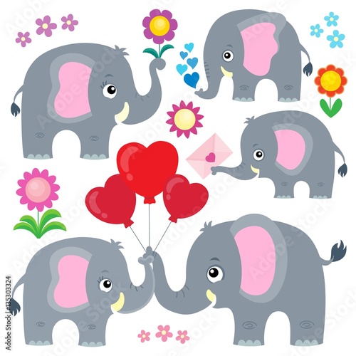 Stylized elephants theme set 4