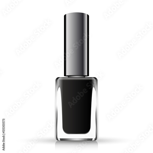 Black neil polish isolated on white, vector illustration