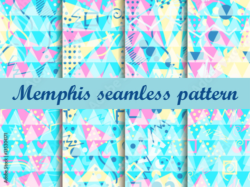 Memphis seamless pattern. Geometric elements memphis in the styl
