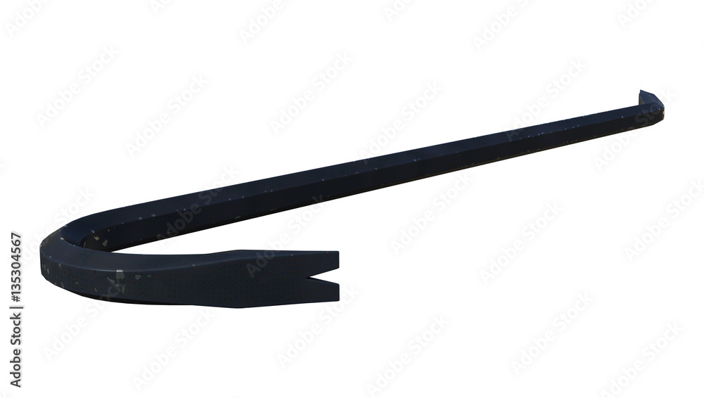 3D Rendering Crowbar on White 3D Rendering Crowbar on White