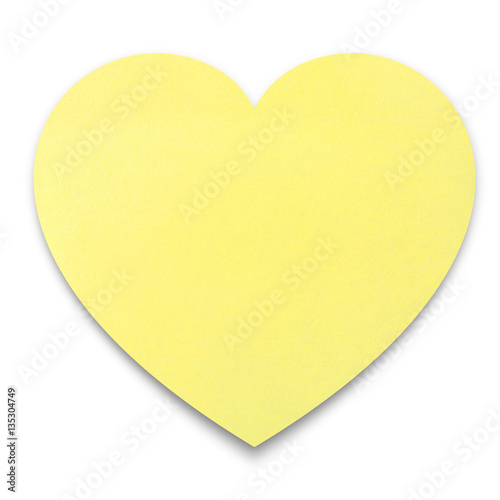 Heart shaped post it note pad on white with clipping path