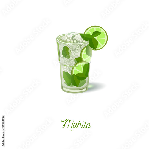 Mojito glass icon, realistic vector illustration