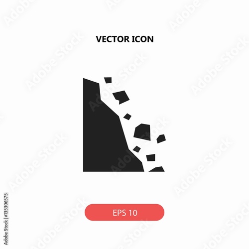 caution falling rocks vector icon