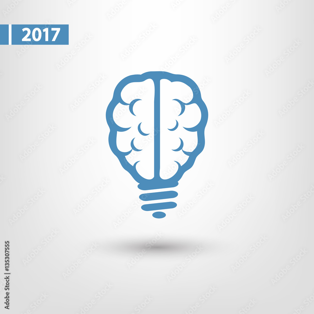 Light bulb brain icon, vector illustration. Flat design style Light bulb brain icon, vector illustration. Flat design style