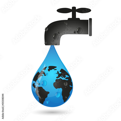 A drop of water from the tap and earth