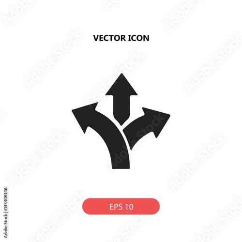 three-way direction arrow vector icon