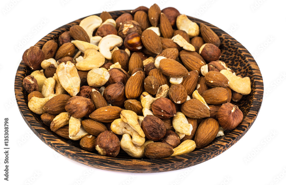 A mixture of nuts, cashews, almonds and hazelnuts A mixture of nuts, cashews, almonds and hazelnuts