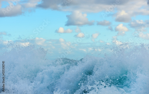 wave on the ocean and gentle clouds. sea breeze 