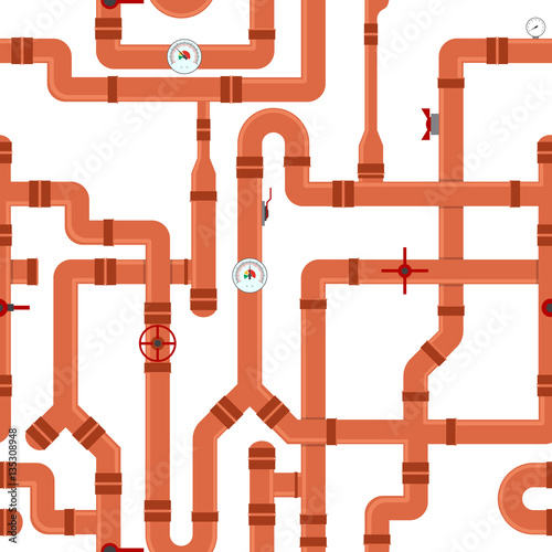 Pipe Connector and Valve Background Pattern. Vector