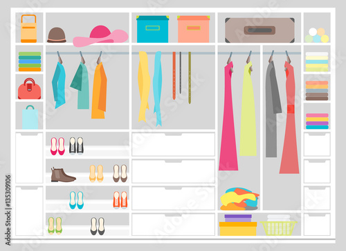 Cartoon Fashion Wardrobe Woman. Vector