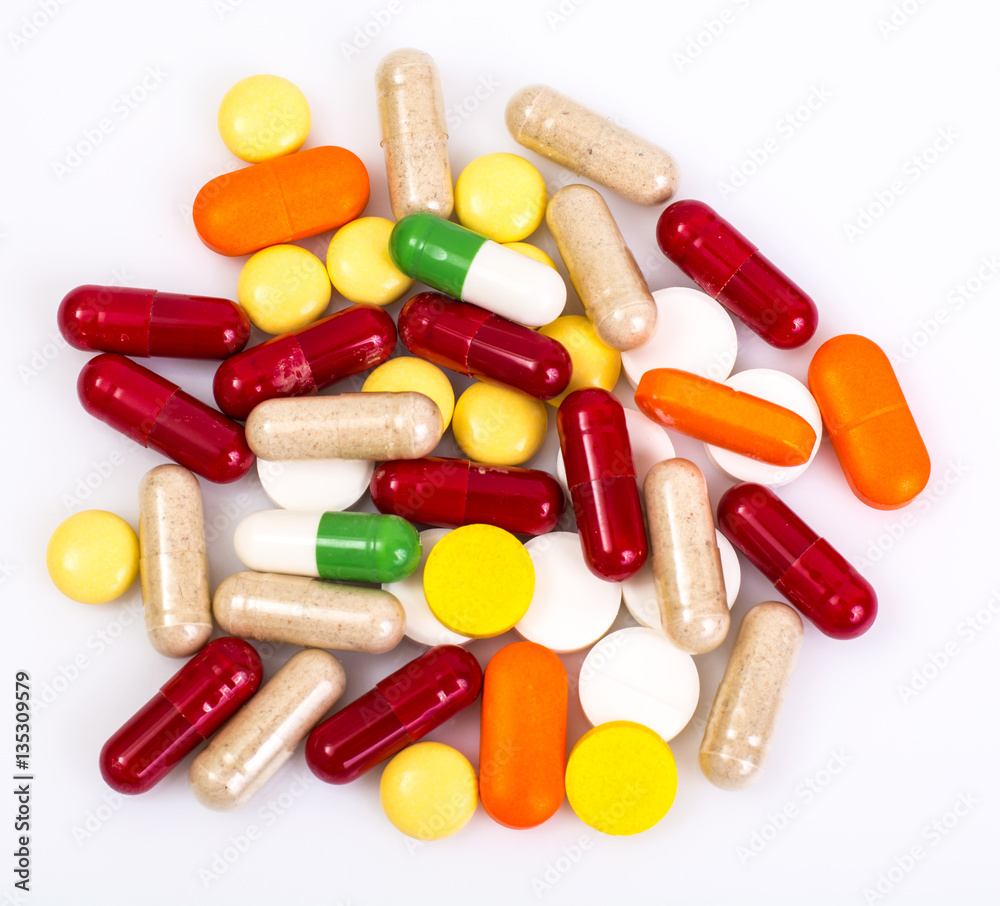 Pharmaceutical colorful pill, capsules, multivitamins, supplemen