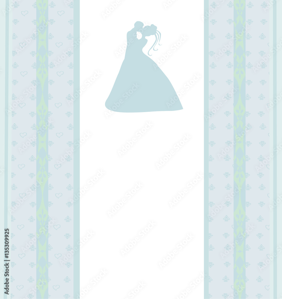 Stylish wedding invitation card with kissing couple